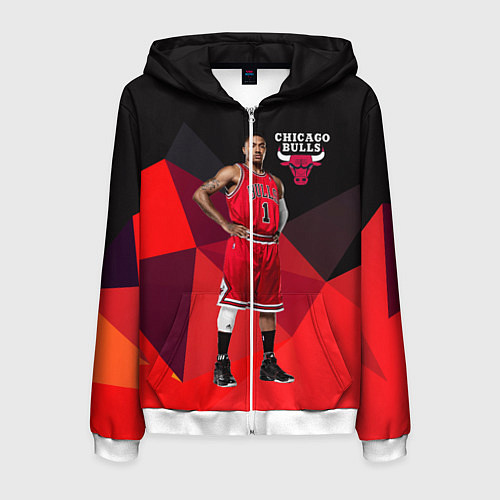 Мужская толстовка на молнии Chicago Bulls / 3D-Белый – фото 1