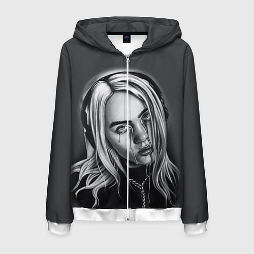 Мужская толстовка на молнии BILLIE EILISH / 3D-Белый – фото 1