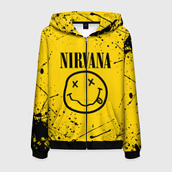 Толстовка 3D на молнии мужская NIRVANA, цвет: 3D-черный