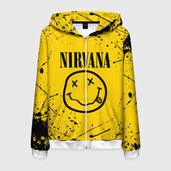 Толстовка 3D на молнии мужская NIRVANA, цвет: 3D-белый