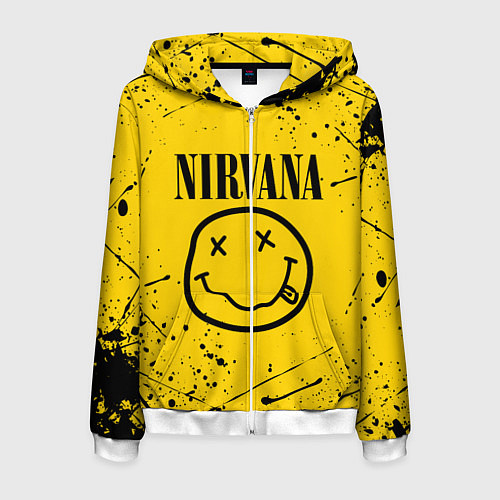 Мужская толстовка на молнии NIRVANA / 3D-Белый – фото 1