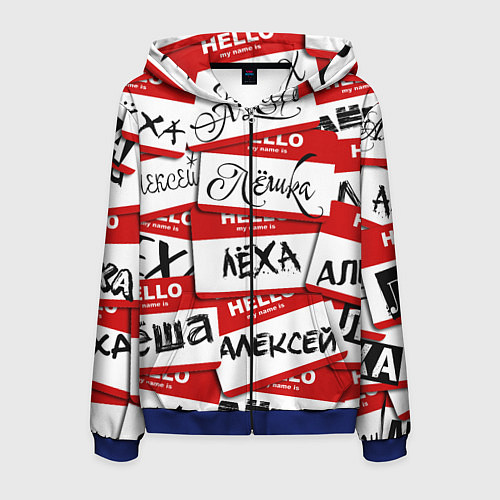 Мужская толстовка на молнии Hello, my name is / 3D-Синий – фото 1