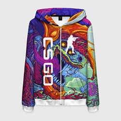 Толстовка 3D на молнии мужская CS GO HYPERBEAST, цвет: 3D-белый