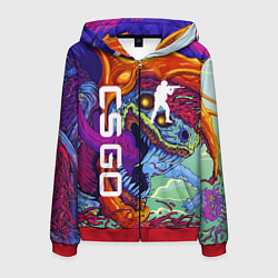 Толстовка 3D на молнии мужская CS GO HYPERBEAST, цвет: 3D-красный