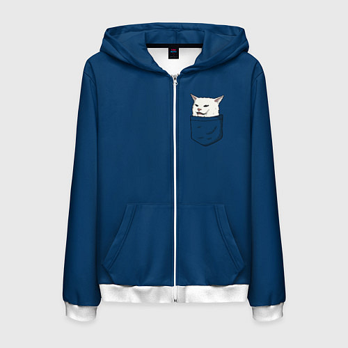 Мужская толстовка на молнии СМАДЖ В КАРМАНЕ / 3D-Белый – фото 1