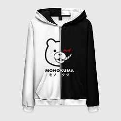 Толстовка 3D на молнии мужская Monokuma, цвет: 3D-белый