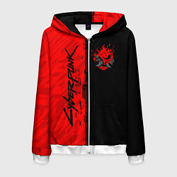 Толстовка 3D на молнии мужская CYBERPUNK 2077, цвет: 3D-белый