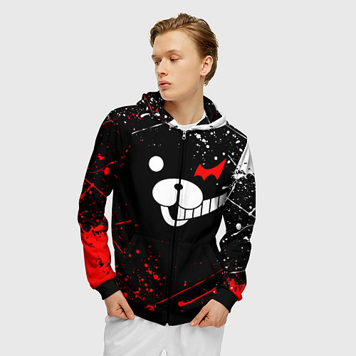 Мужская толстовка на молнии MONOKUMA / 3D-Черный – фото 3
