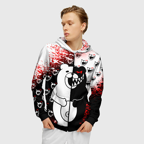 Мужская толстовка на молнии MONOKUMA / 3D-Черный – фото 3