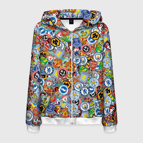 Мужская толстовка на молнии Английская Премьер Лига / 3D-Белый – фото 1