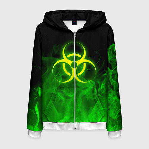 Мужская толстовка на молнии BIOHAZARD / 3D-Белый – фото 1