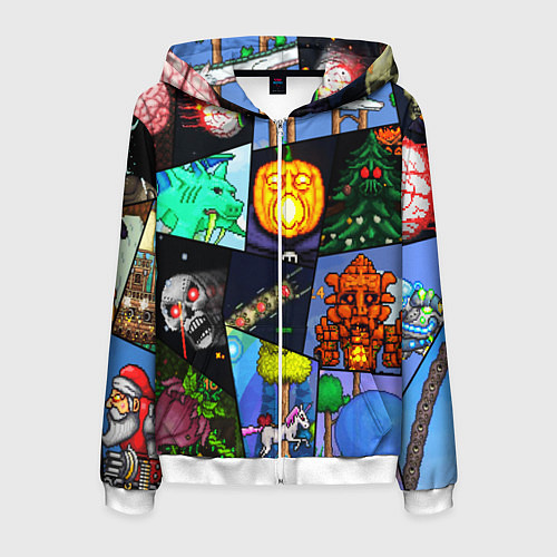 Мужская толстовка на молнии Terraria allpic / 3D-Белый – фото 1