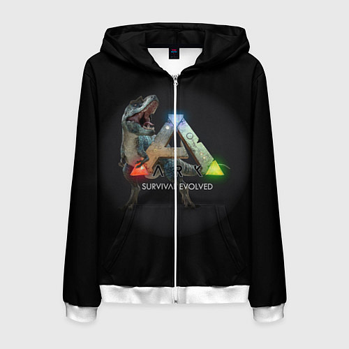 Мужская толстовка на молнии Ark Survival Evolved / 3D-Белый – фото 1