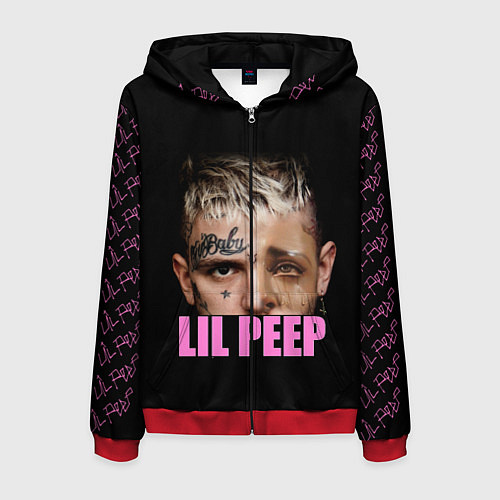 Мужская толстовка на молнии Lil Peep / 3D-Красный – фото 1