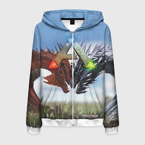 Мужская толстовка на молнии Ark Survival Evolved / 3D-Белый – фото 1
