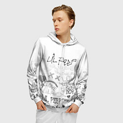 Толстовка 3D на молнии мужская LIL PEEP, цвет: 3D-белый — фото 2