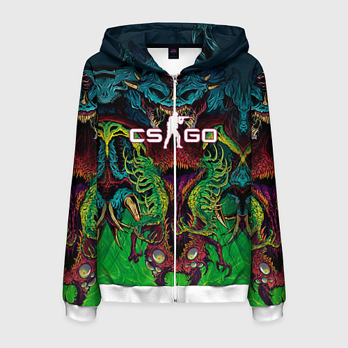 Мужская толстовка на молнии CS GO Hyperbeast / 3D-Белый – фото 1