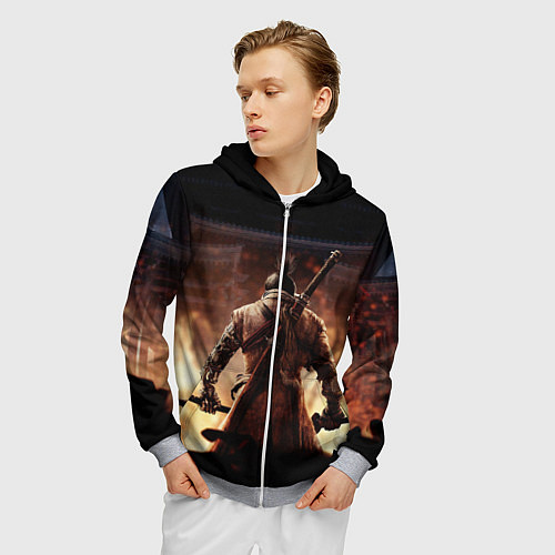 Мужская толстовка на молнии Sekiro shadows die twice / 3D-Меланж – фото 3