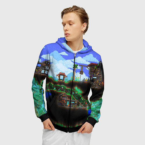 Мужская толстовка на молнии TERRARIA EXCLUSIVE / 3D-Черный – фото 3