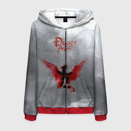 Мужская толстовка на молнии Dragon Age / 3D-Красный – фото 1