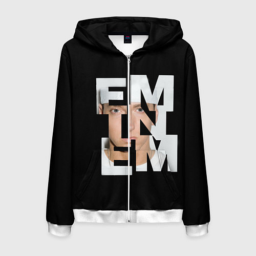 Мужская толстовка на молнии Eminem / 3D-Белый – фото 1