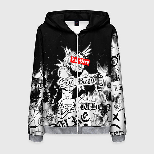 Мужская толстовка на молнии LIL PEEP / 3D-Меланж – фото 1