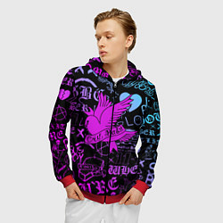 Толстовка 3D на молнии мужская LIL PEEP, цвет: 3D-красный — фото 2