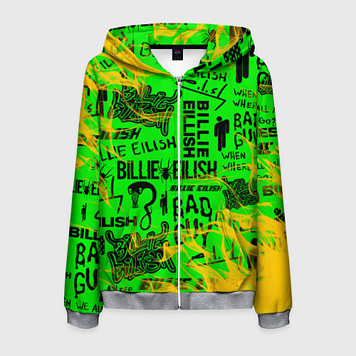 Мужская толстовка на молнии BILLIE EILISH / 3D-Меланж – фото 1