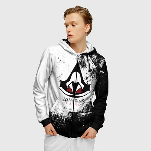 Мужская толстовка на молнии Assasin's creed / 3D-Черный – фото 3