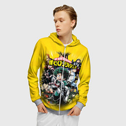 Толстовка 3D на молнии мужская MY HERO ACADEMIA группа героев, цвет: 3D-меланж — фото 2