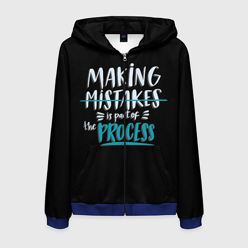 Мужская толстовка на молнии Ошибки - часть прогресса / 3D-Синий – фото 1