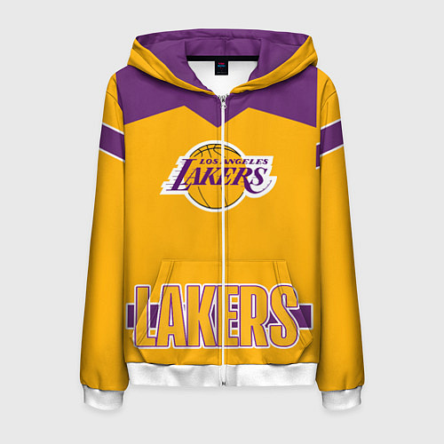 Мужская толстовка на молнии Los Angeles Lakers / 3D-Белый – фото 1