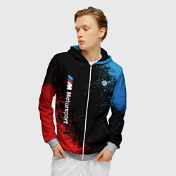 Толстовка 3D на молнии мужская БМВ Мотоспорт, цвет: 3D-меланж — фото 2