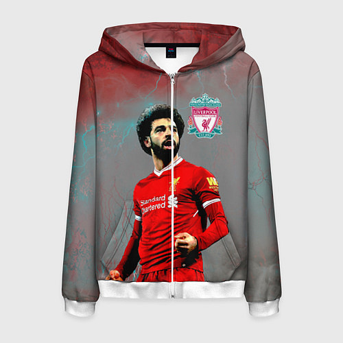 Мужская толстовка на молнии Mohamed Salah / 3D-Белый – фото 1