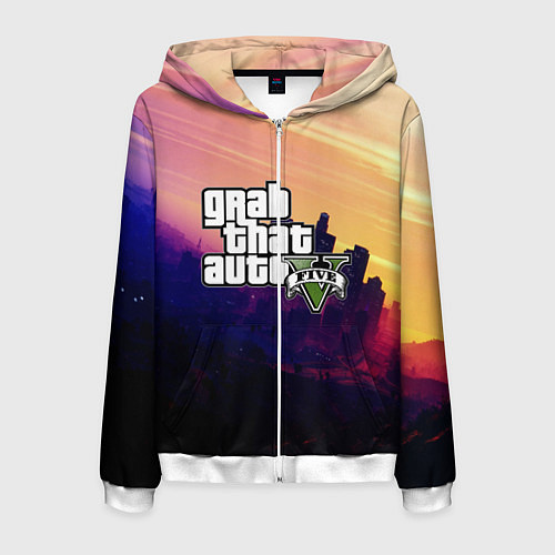 Мужская толстовка на молнии GTA 5 / 3D-Белый – фото 1