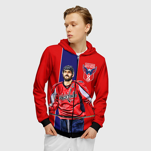 Мужская толстовка на молнии Ovechkin Capitals / 3D-Черный – фото 3