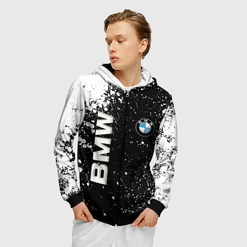 Мужская толстовка на молнии BMW / 3D-Черный – фото 3