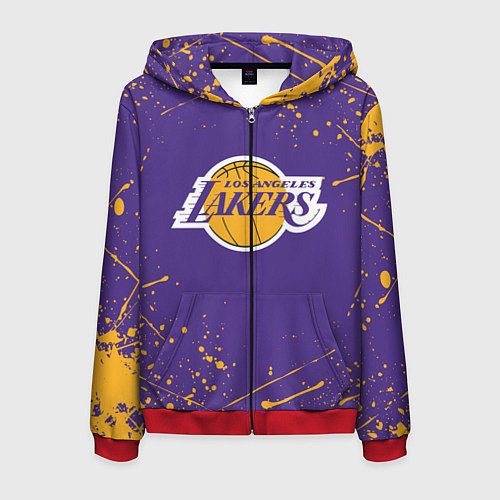 Мужская толстовка на молнии LA LAKERS / 3D-Красный – фото 1