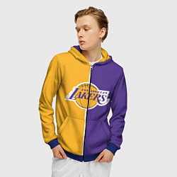 Толстовка 3D на молнии мужская LA LAKERS, цвет: 3D-синий — фото 2