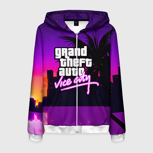 Мужская толстовка на молнии GTA:VICE CITY / 3D-Белый – фото 1