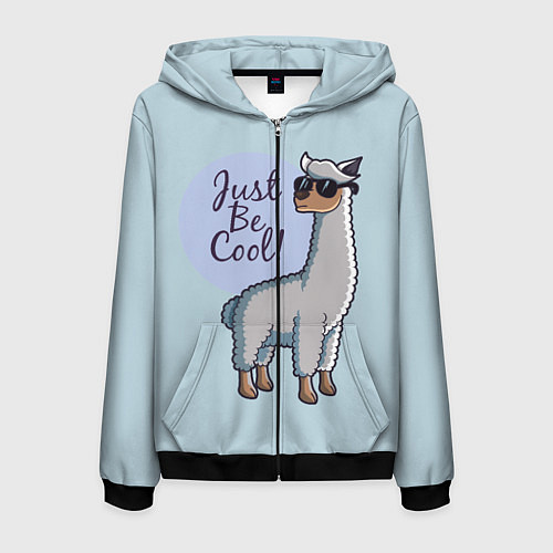 Мужская толстовка на молнии Будь крутым! Лама в очках / 3D-Черный – фото 1