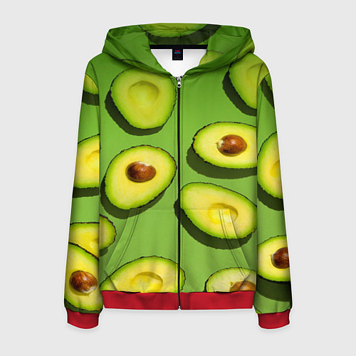 Мужская толстовка на молнии АВАКАДО ПАТТЕРН / 3D-Красный – фото 1