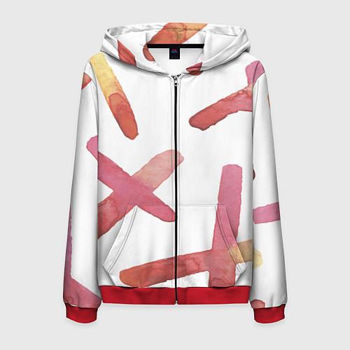 Мужская толстовка на молнии Абстрактные краски / 3D-Красный – фото 1