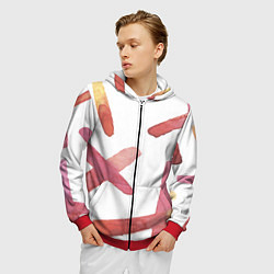 Толстовка 3D на молнии мужская Абстрактные краски, цвет: 3D-красный — фото 2