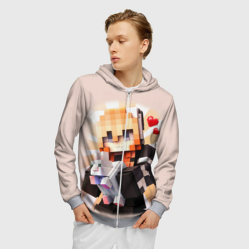 Мужская толстовка на молнии MINECRAFT / 3D-Меланж – фото 3