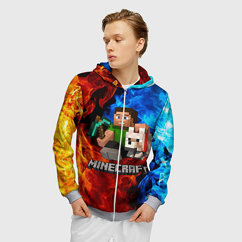 Мужская толстовка на молнии MINECRAFT / 3D-Меланж – фото 3