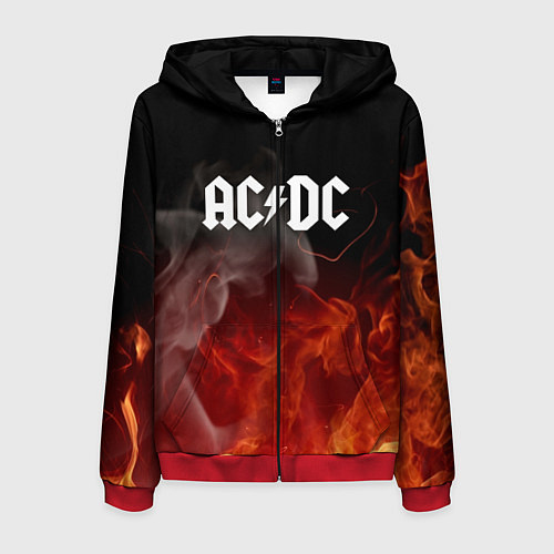 Мужская толстовка на молнии AC DC / 3D-Красный – фото 1
