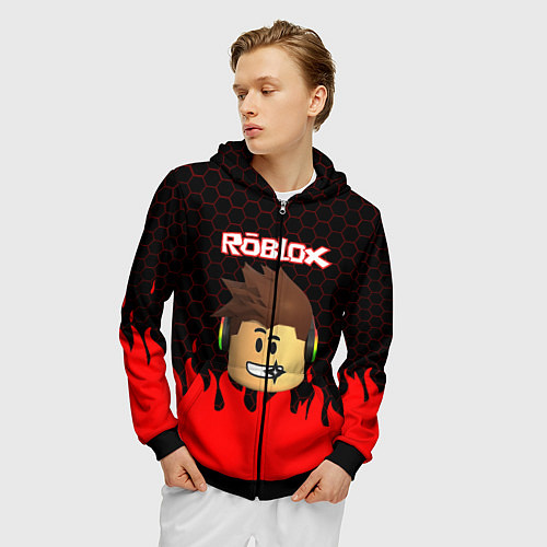 Мужская толстовка на молнии ROBLOX / 3D-Черный – фото 3