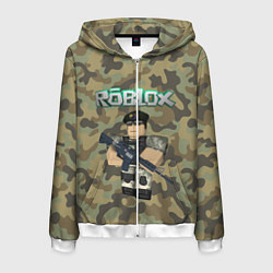 Толстовка 3D на молнии мужская Roblox 23 February Camouflage, цвет: 3D-белый