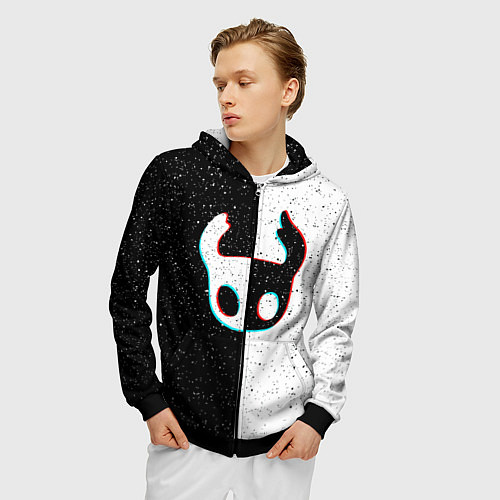 Мужская толстовка на молнии Hollow Knight / 3D-Черный – фото 3